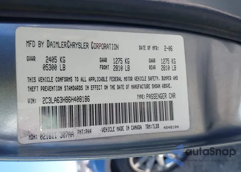 2006 Chrysler 300C from USA, damaged, VIN 2C3LA63H86H408186